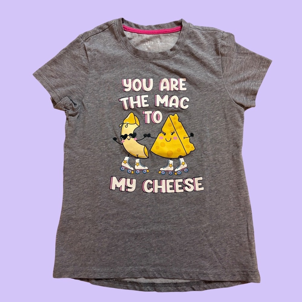 Y2K BCG Gray Mac To My Cheese Graphic Baby Tee Short Sleeve T-Shirt #17